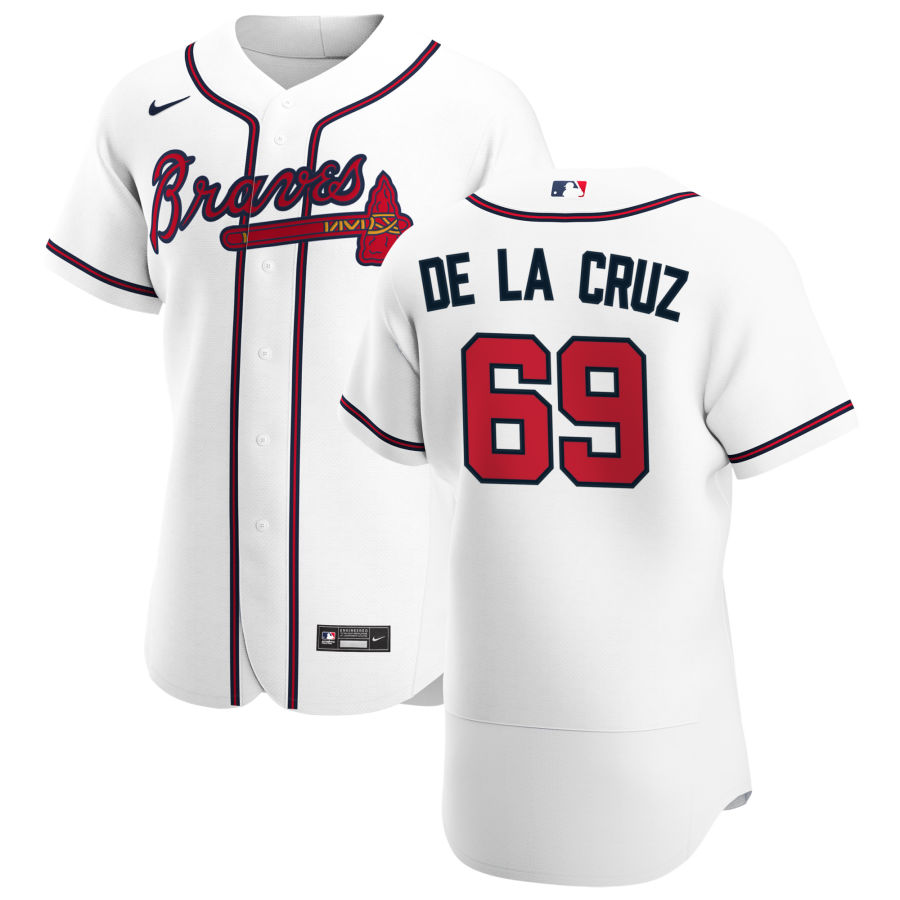 Atlanta Braves #69 Jasseel De La Cruz Men Nike White Home 2020 Authentic Player MLB Jersey->atlanta braves->MLB Jersey
